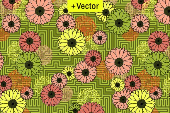 Download Funky Flowers Clash Sage Green Pattern - Pattern Collection