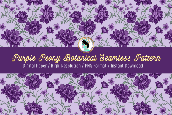 Download Purple Peony Floral Seamless Pattern PNG - Pattern Collection