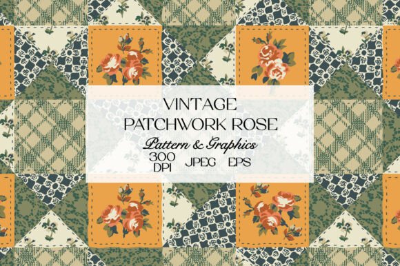 Download Vintage Patchwork Rose Pattern - Pattern Collection