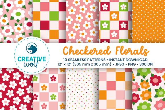 Download Checkered Florals Seamless Patterns - Pattern Collection