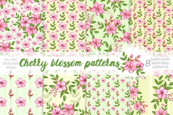 Download Watercolor Cherry Blossom Patterns - Pattern Collection