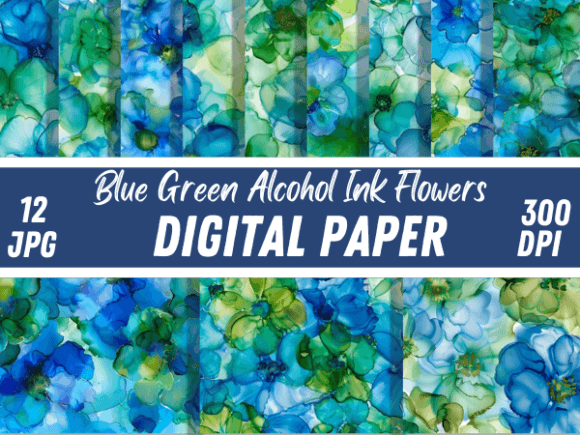 Download Blue Green Alcohol Ink Flower Patterns - Pattern Collection