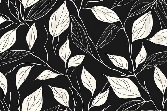 Download Black White Leaf Pattern - Pattern Collection