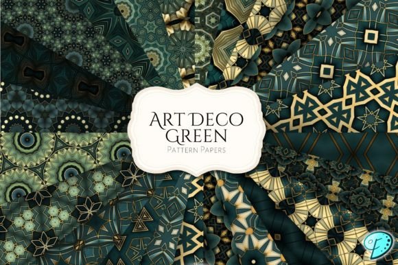 Download Art Deco Green Pattern Papers - Pattern Collection
