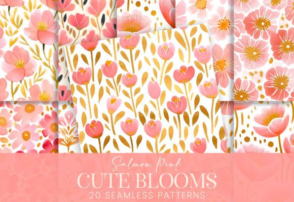 Download Cute Salmon Pink Floral Blossom Patterns - Pattern Collection