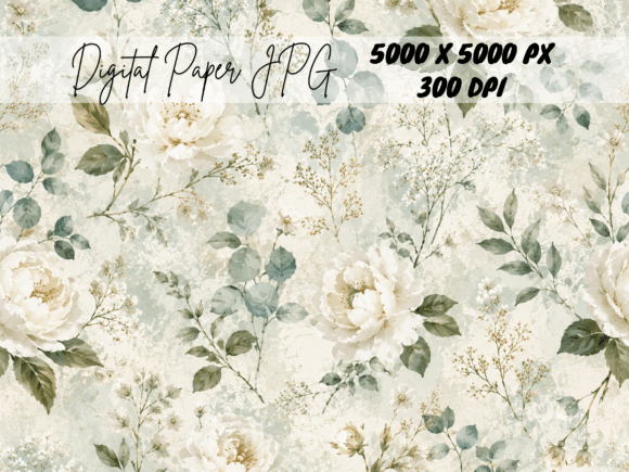 Download Sage Green Vintage Floral Rose Pattern - Pattern Collection