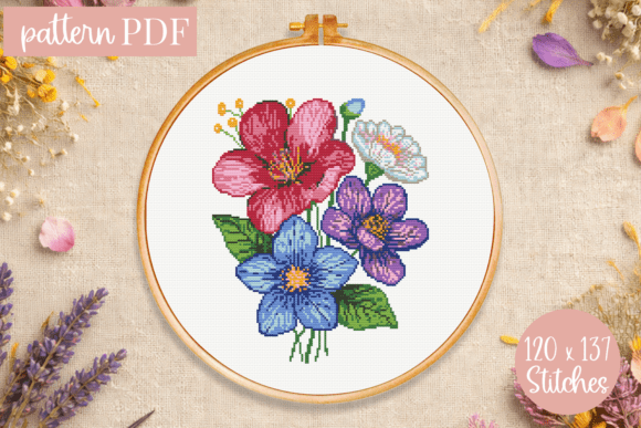 Download Spring Flowers Cross Stitch Pattern PDF - Pattern Collection