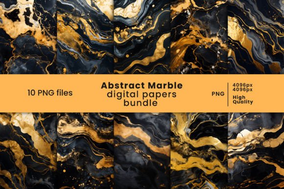 Download Golden Black Marble Digital Papers Set - Golden black Collection