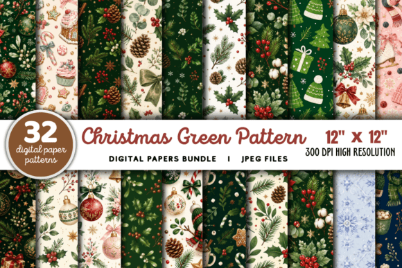 Download Christmas Green Pattern Bundle - Pattern Collection