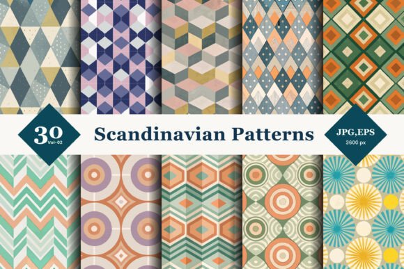 Download Scandinavian Geometric Seamless Patterns 02 - Pattern Collection
