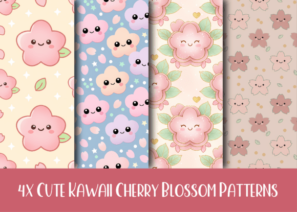Download Cute Kawaii Cherry Blossom Patterns - Pattern Collection