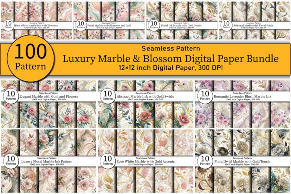 Download Luxury Marble &amp; Blossom Patterns Bundle - Pattern Collection
