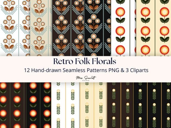 Download Retro Folk Florals Patterns &amp; Cliparts - Pattern Collection