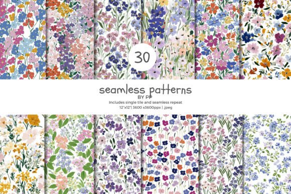 Download Wildflower Seamless Pattern Bundle - Pattern Collection