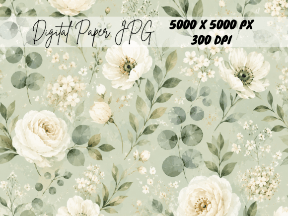 Download Sage Green Vintage Floral Rose Pattern - Pattern Collection