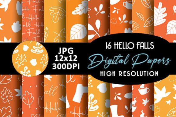 Download Orange Hello Fall Digital Papers Pattern - Pattern Collection