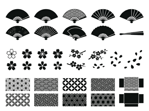 Download Japanese Fan Cherry Blossom Patterns SVG - Pattern Collection
