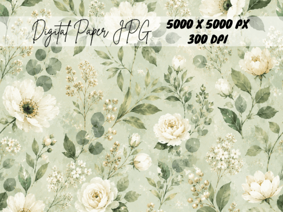 Download Sage Green Vintage Floral Rose Pattern - Pattern Collection