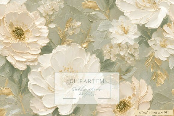 Download Oil Paint Peony Sage Green Pattern - Pattern Collection