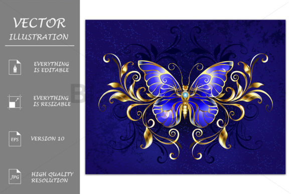 Download Sapphire Butterfly with Gold Pattern - Pattern Collection