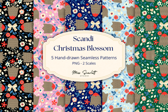 Download Scandi Christmas Blossom Patterns PNG - Pattern Collection