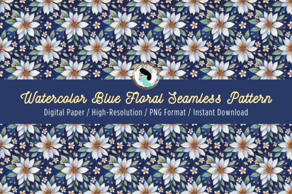 Download Navy Watercolor Floral Seamless Pattern - Pattern Collection