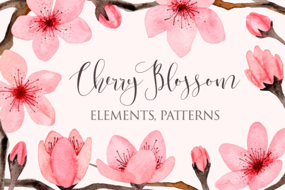 Download Watercolor Cherry Blossom. Patterns - Pattern Collection