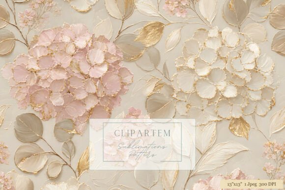 Download Blush Gold Hydrangea Floral Pattern - Pattern Collection