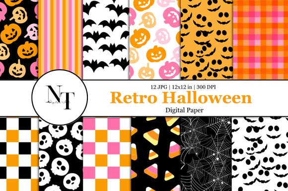 Download Retro Halloween Digital Paper Pattern - Pattern Collection