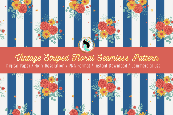 Download Vintage Striped Floral Seamless Pattern - Pattern Collection