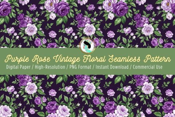 Download Vintage Purple Rose Seamless Pattern PNG - Pattern Collection
