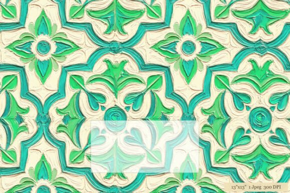 Download Green Damask Tile Oil Paint Pattern Art - Pattern Collection